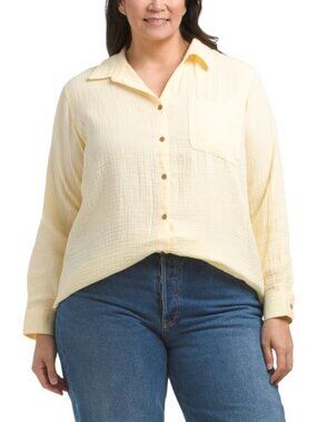 BEACH LUNCH LOUNGE Plus Gauze Button Up Tunic